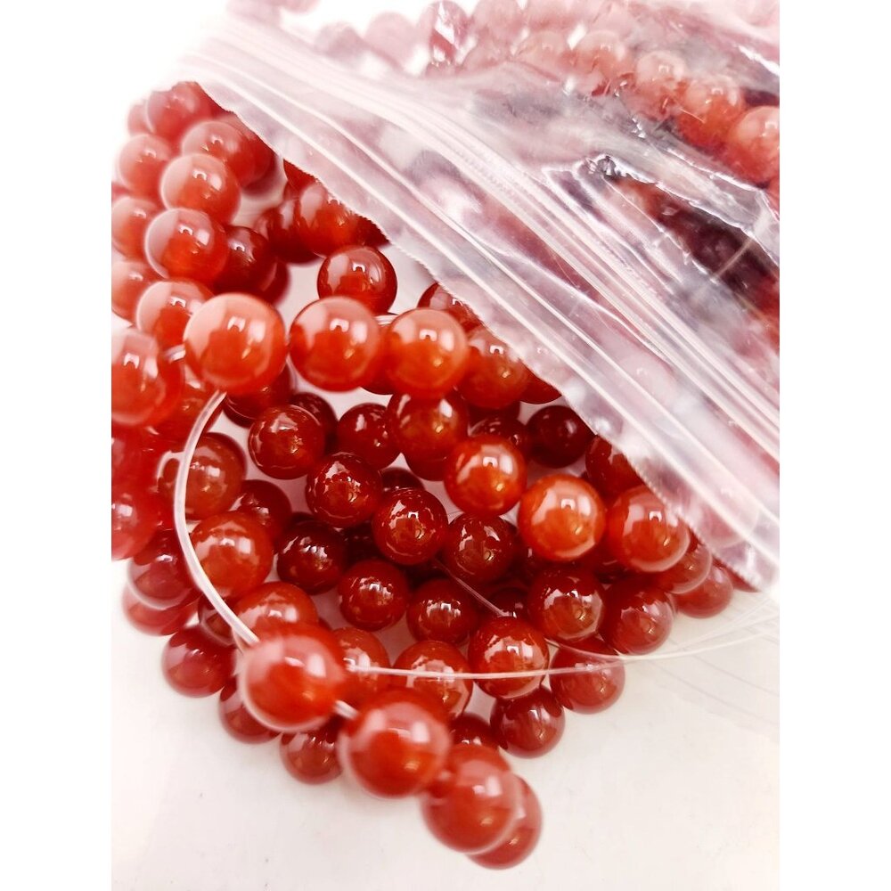 Vintage 8mm Carnelian Glass Beads (A4314)